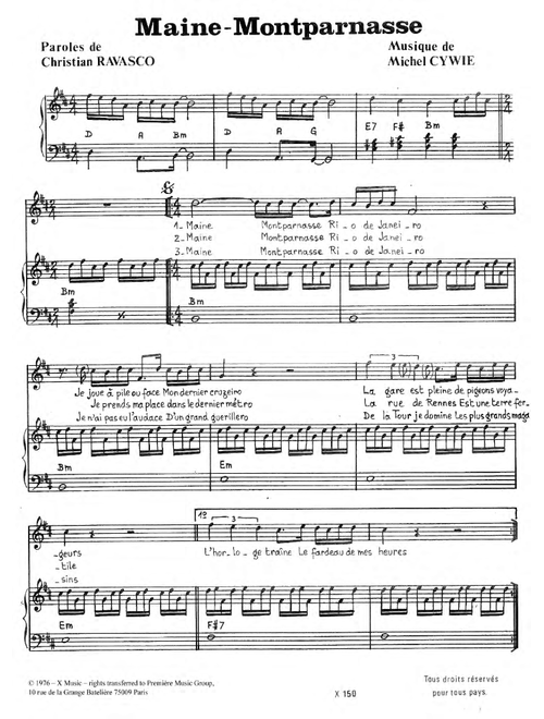 Maine Montparnasse - Marie Laforet (Piano Vocal)