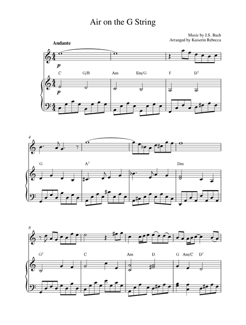 Air on the G String (Arr. Kaiserin Rebecca) - JS Bach (Clarinet and Piano)