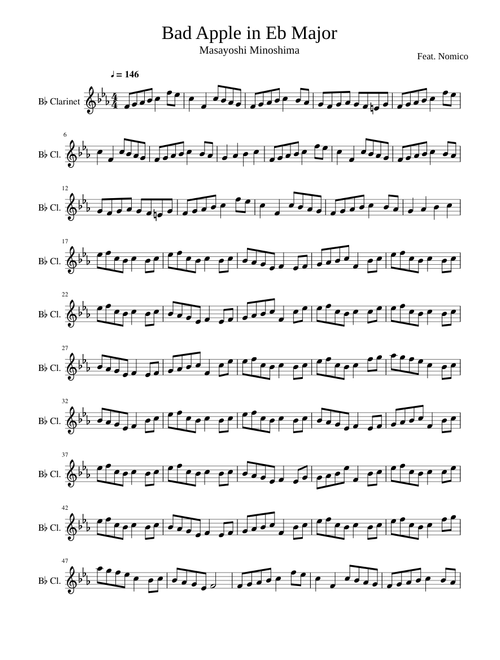 Bad Apple for Bb Clarinet