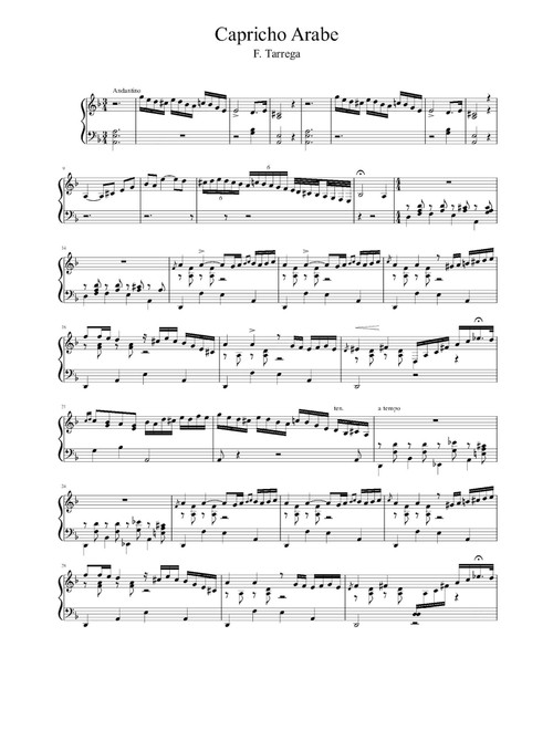 Capricho Arabe - Francisco Tarrega (Piano Solo)