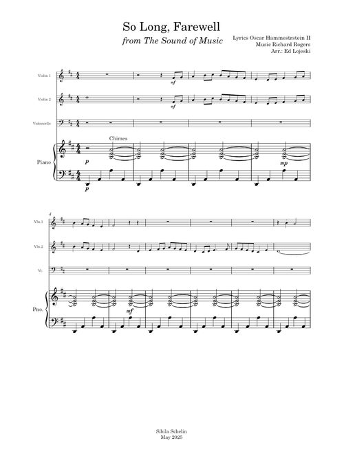 So Long, Farewell (from The Sound of Music) – Rodgers & Hammerstein