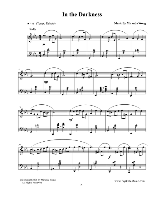 In the Darkness - Romantic Love Song for Piano - Miranda Wong (Piano Solo)