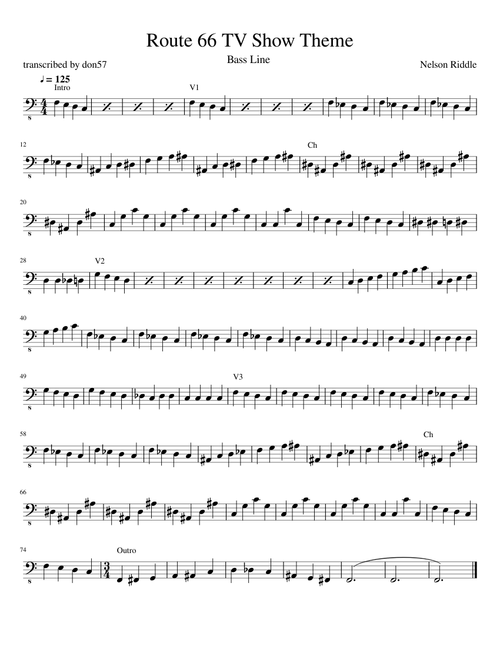 Route 66 TV Show Theme bass line