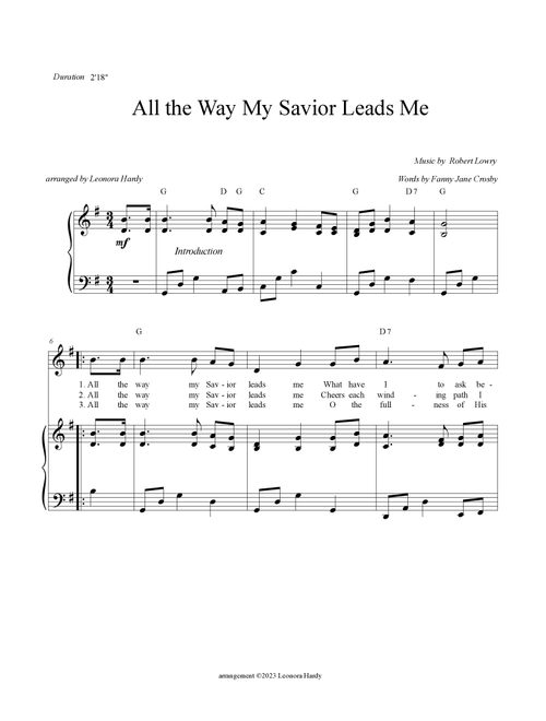 All the Way My Savior Leads Me (Arr. Leonora Hardy) - Robert Lowry / Fanny Crosby (Piano-Vocal-Guitar (Piano Accompaniment))