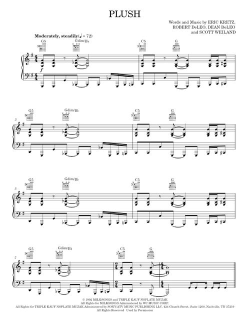 Plush - Stone Temple Pilots (Piano-Vocal-Guitar)