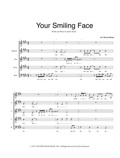 Your Smiling Face (Arr. Bryan Sharpe) - James Taylor (Choral, SATB)