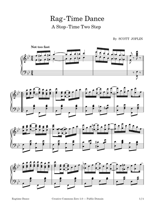 The Ragtime Dance – Scott Joplin – 1906 arrangement