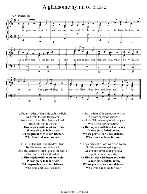 A gladsome hymn of praise - Harry Hicks (Piano Vocal)