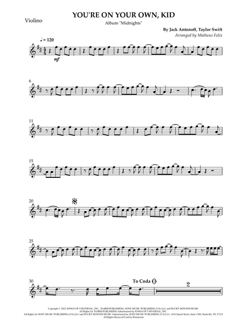 You're On Your Own, Kid (Arr. Matheus Felix) - Taylor Swift (Violin Solo)