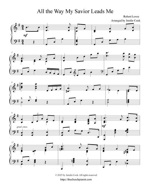 All the Way My Savior Leads Me (Arr. Jenifer Cook) (Piano Solo)