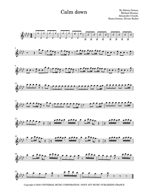 Calm Down (Arr. Lkmusic) - rema (Alto Sax Solo)