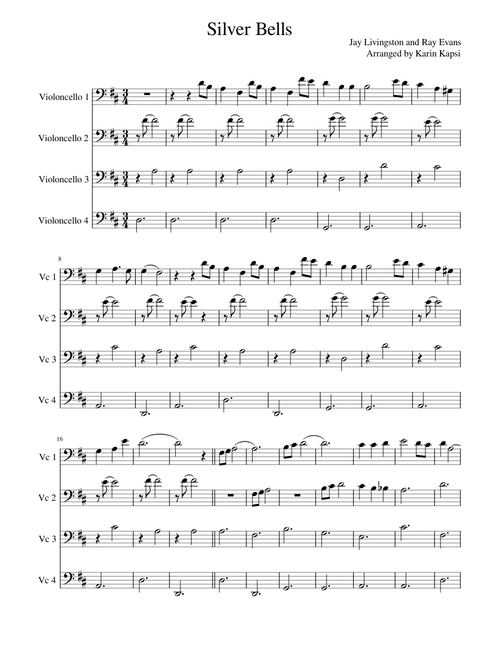 Silver bells – Jay Livingston Silver Bells cello quartet