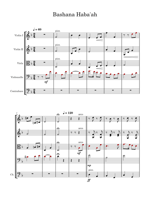 Ba-shana ha-ba'a – Misc tunes Bashana Haba'ah - String Quartet