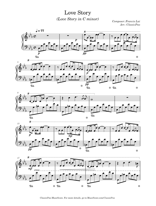Love Story - "Where do I begin" in C Minor – Francis Lai Love Story D minor