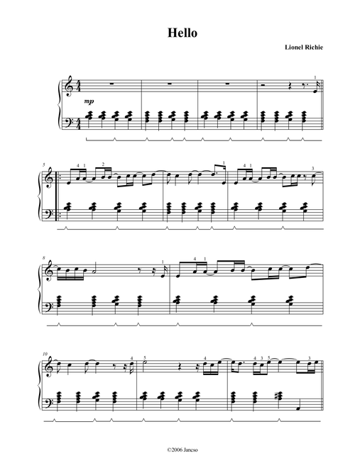 Hello (Arr. Thomas Jancso) - Lionel Richie (Piano Solo)
