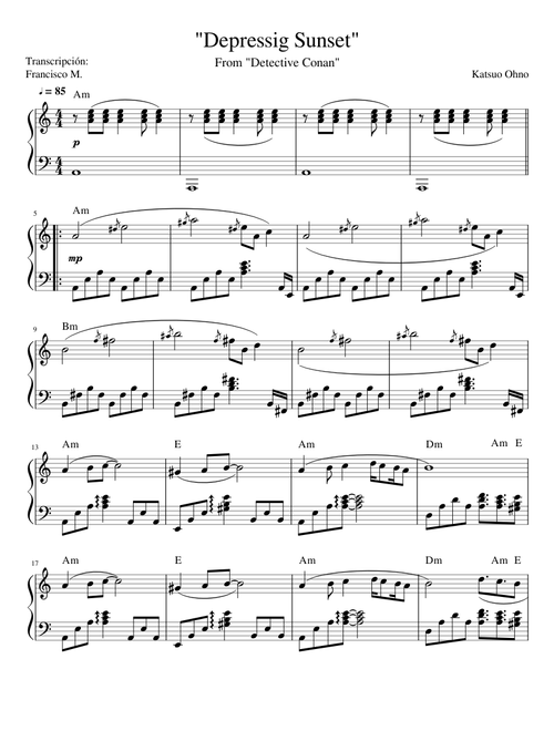 "Depressing Sunset" (Detective Conan) - Katsuo Ōno / Piano