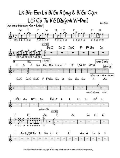 LK Bên Em Là Biển Rộng & Biển Cạn  Lối Cũ Ta Về [Quỳnh Vi-Dm].mscz