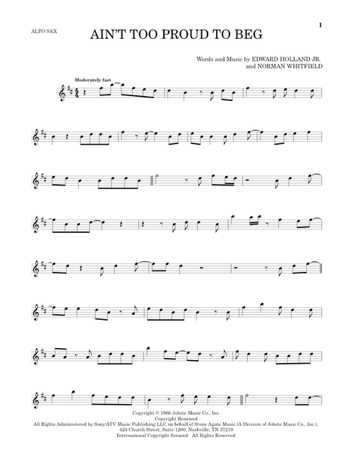 Ain't Too Proud To Beg - The Temptations (Alto Sax Solo)