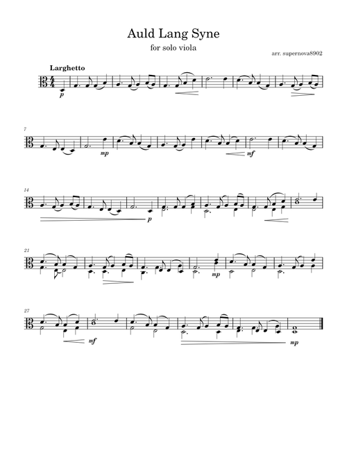 Auld lang syne – Misc Traditional Auld Lang Syne for Viola