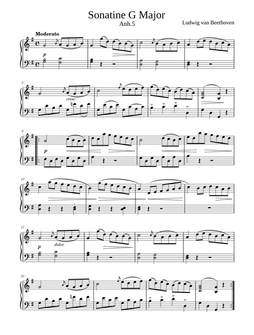 Sonatina in G major Anh.5 Beethoven
