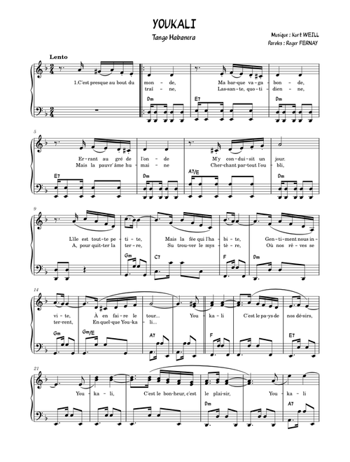Youkali – Kurt Weill (avec paroles)