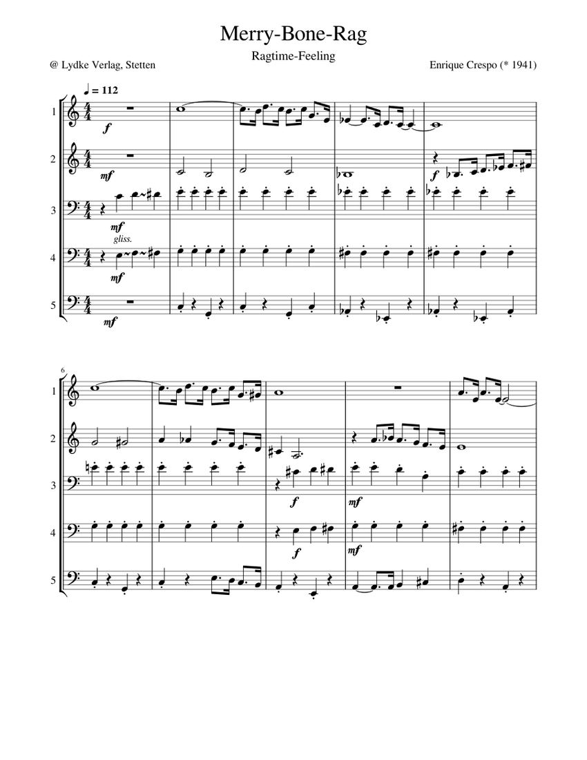 Trombone Rag Merry Bone Rag Sheet music for Trombone, Tuba, Trumpet in b-flat (Brass ...