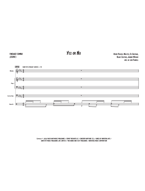 Yes Or No (Arr. Jim Funnell) - Jung Kook (Small Ensemble)