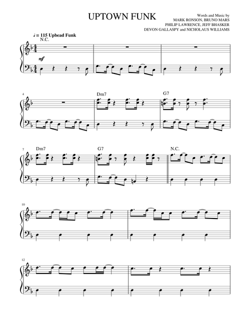 UPTOWN FUNK (easy piano)