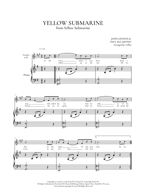 Yellow Submarine (Arr. Phee) - The Beatles (Trumpet and Piano)