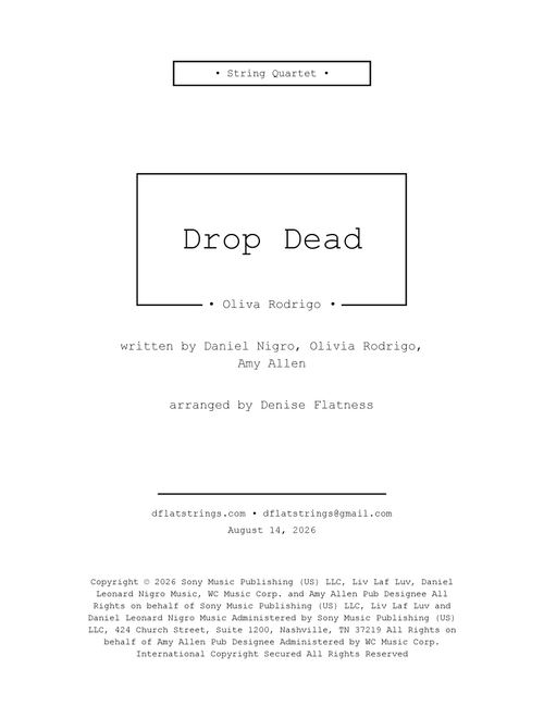 Drop Dead (Arr. Denise Flatness) - Olivia Rodrigo (String Quartet)