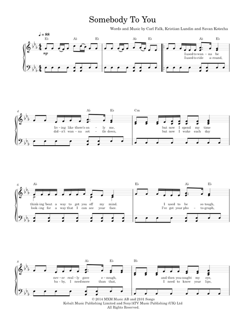 Somebody to you - The Vamps (Piano-Voice-Guitar)