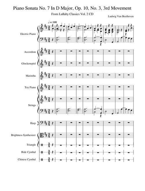 Piano Sonata No.7, Op.10 No.3 – Ludwig van Beethoven Piano Sonata No. 7 In D Major, Op. 10, No. 3, 3rd Movement - Lullaby Classics Vol. 2