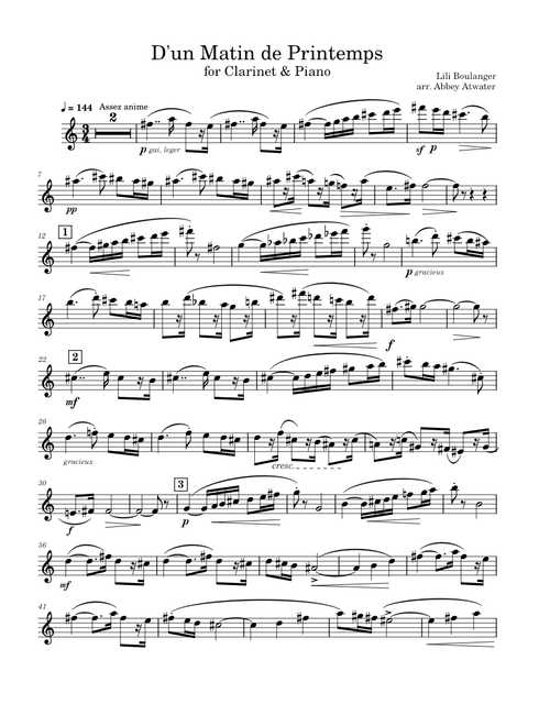 D’un matin de printemps – Lili Boulanger for Clarinet & Piano