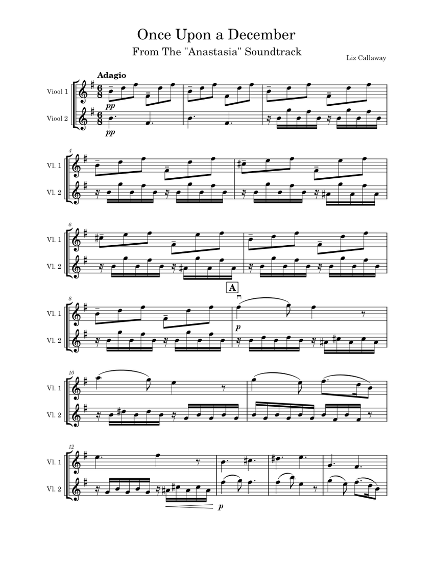 Once upon a december Liz Callaway from "Anastasia" Violin Duet