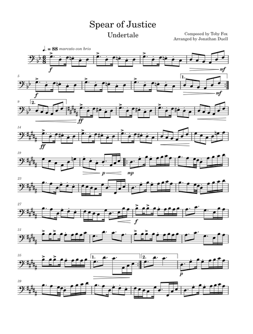 Spear of Justice – Toby Fox – Undertale OST: 046 for Cello Solo