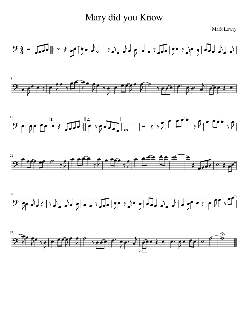 Mary did you know? Sheet music for Euphonium (Solo
