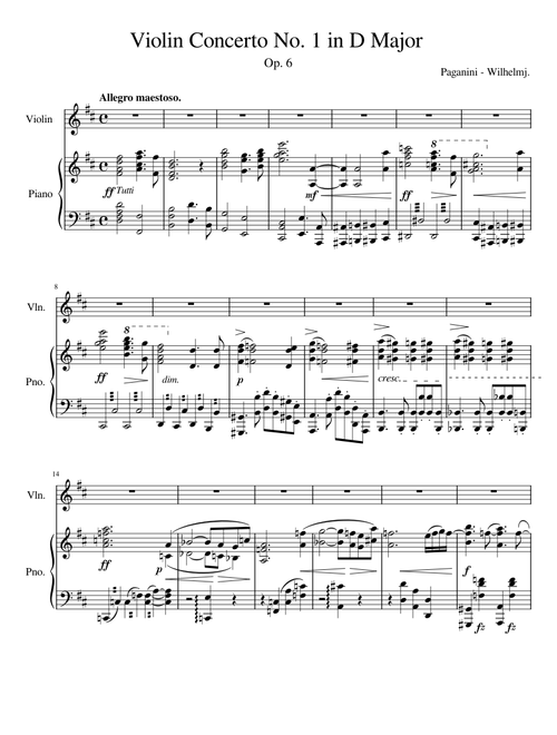 Paganini, Violin Concerto No. 1 in D Major Op.6