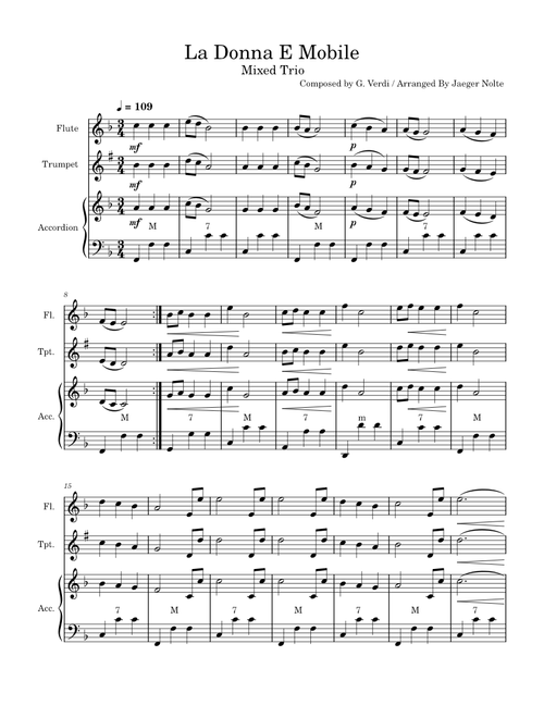 La Donna E Mobile – Giuseppe Verdi - Mixed Trio