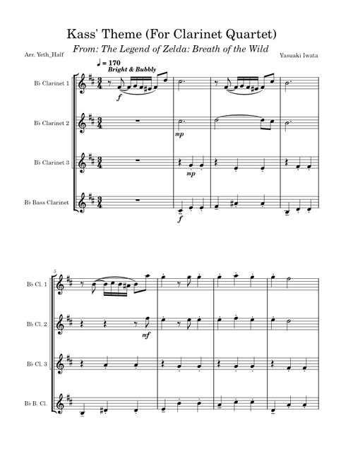 Kass' Theme (Clarinet Quartet)