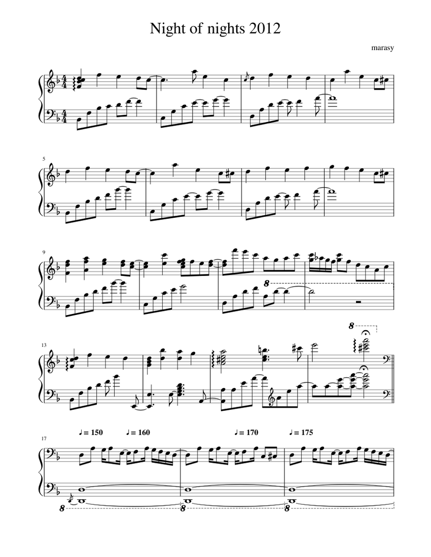 Night of nights 2012 Sheet music for Piano (Solo