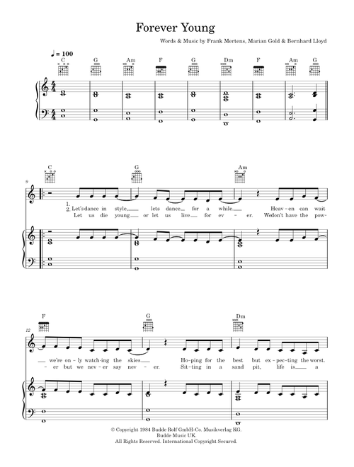 Forever young - Alphaville (Piano-Vocal-Guitar (Piano Accompaniment))
