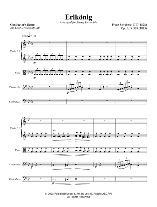 Franz Schubert’s Erlkönig H. 328, Op. 1 Arranged for String Ensemble (Arr. Levi G. Posch) (String Ensemble)