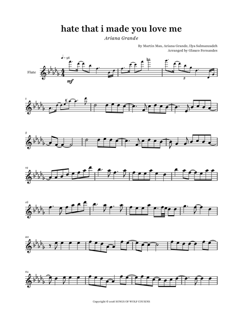 Hate That I Made You Love Me (Arr. Glauco Fernandes) - Ariana Grande, Martin Max, Ilya Salmanzadeh (Flute Solo)