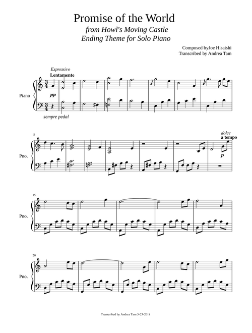 Howl's Moving Castle - Promise of the World 