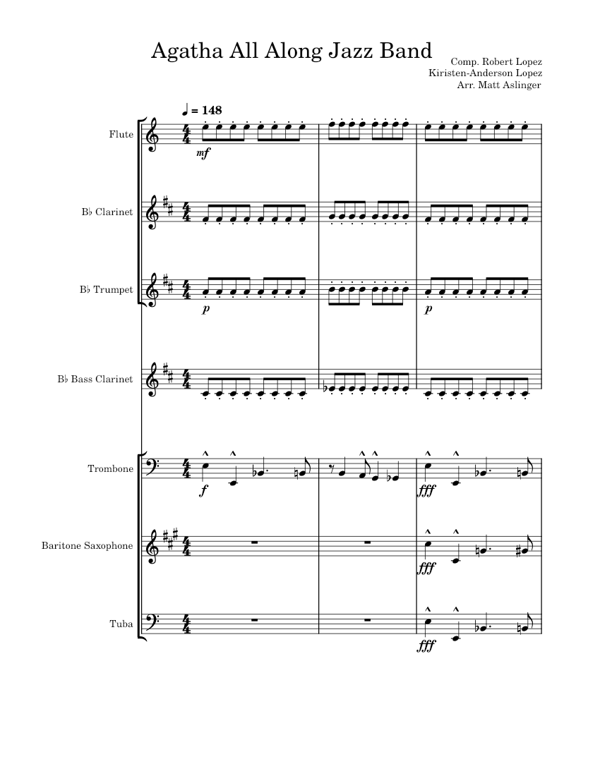 Agatha All Along Sheet music for Trombone, Tuba, Flute, in b