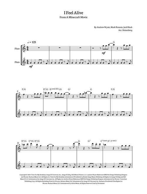 I Feel Alive (Arr. Heisenberg) - Jack Black (Flute Duet)