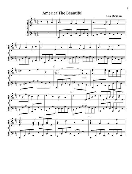 America The Beautiful (Arr. Lea McShan) - Unknown (Piano Solo)