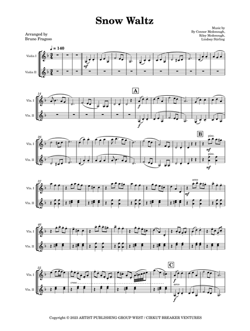 Snow Waltz (Arr. Bruno Fragoso de Almeida) - Lindsey Stirling (Violin Duet)
