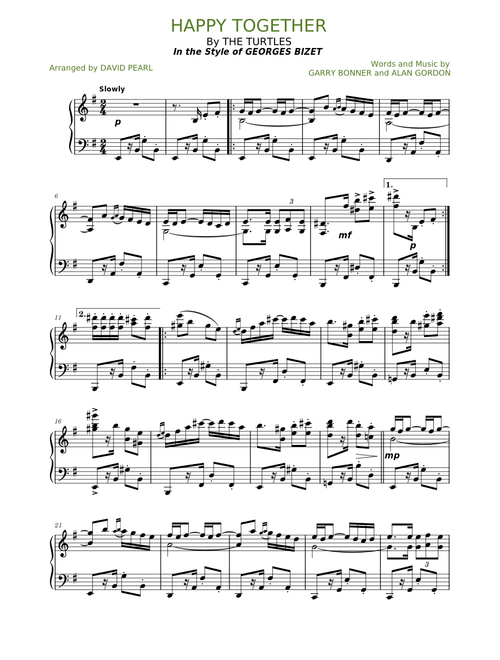 Happy together – The Turtles Happy Together – The Turtles (Classical Arrangement - In the Style of Georges Bizet)