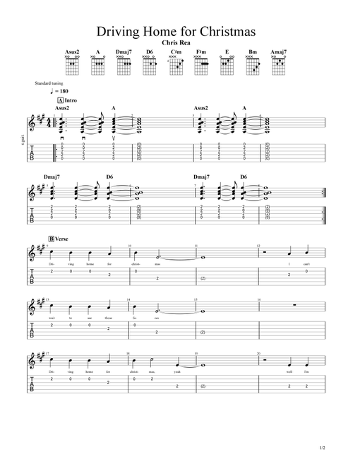 Driving Home for Christmas (Arr. Dan Lewis) - Chris Rea (Guitar Tab)